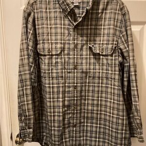 Carhartt Gray Plaid Casual Button-Down Shirt
